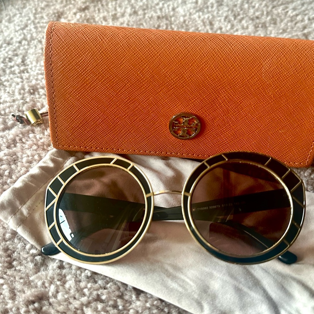 Tory Burch Black Sunglasses with Orange Accents